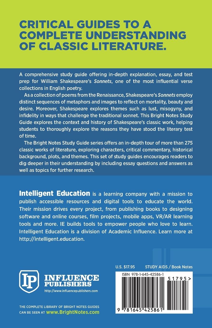 Rückseitencover Study Guide to The Sonnets by William Shakespeare