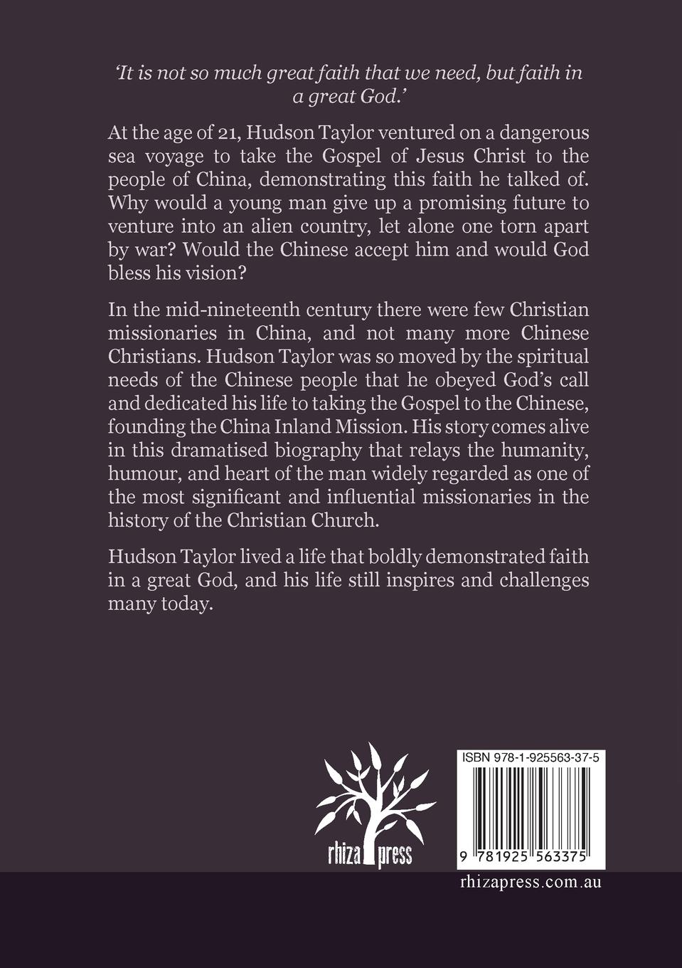 Rückseitencover Hudson Taylor And China