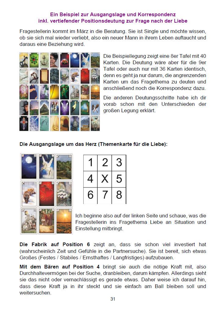 Beispielinhalt (Bild) Lenormand große Tafel