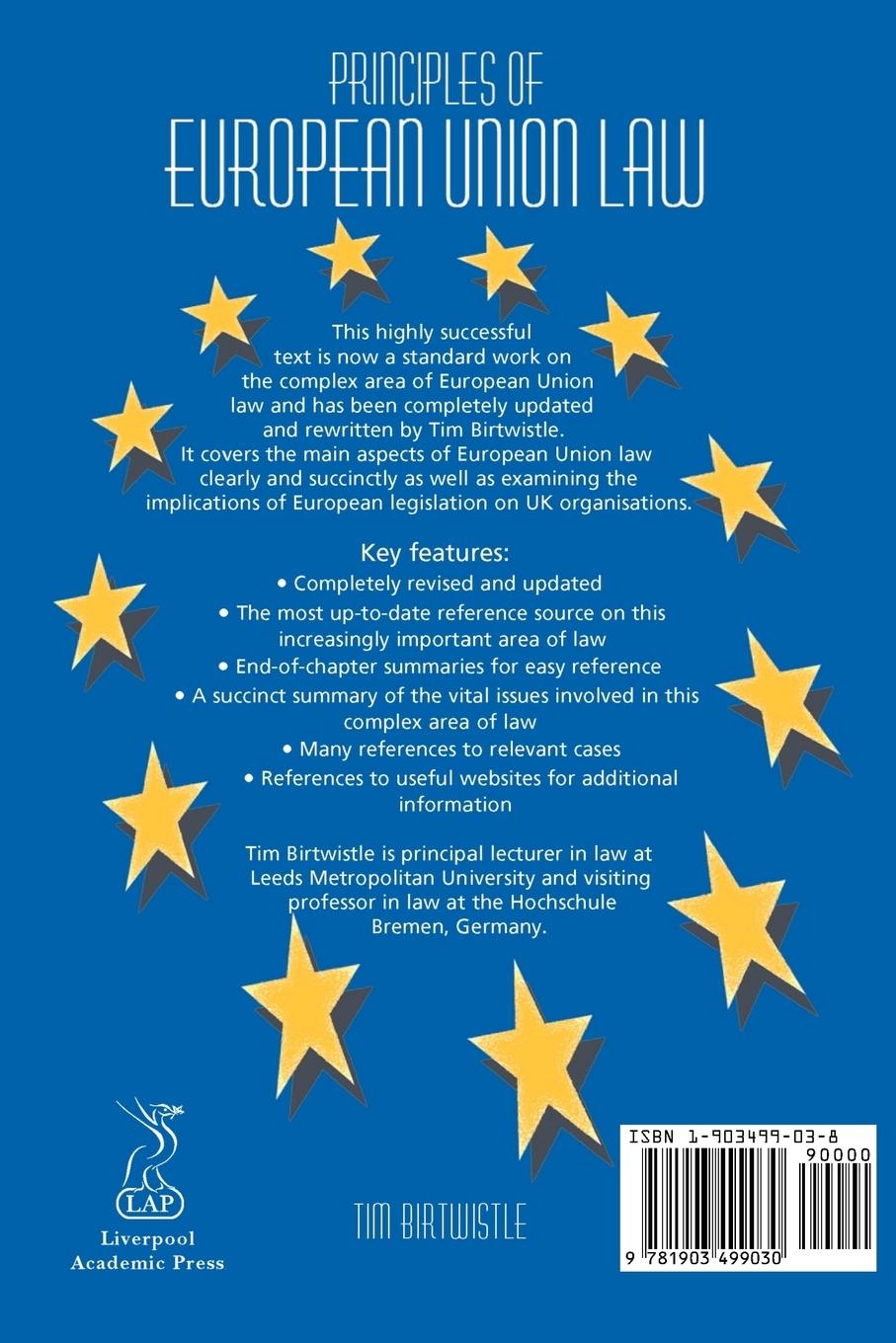 Rückseitencover Principles of European Law