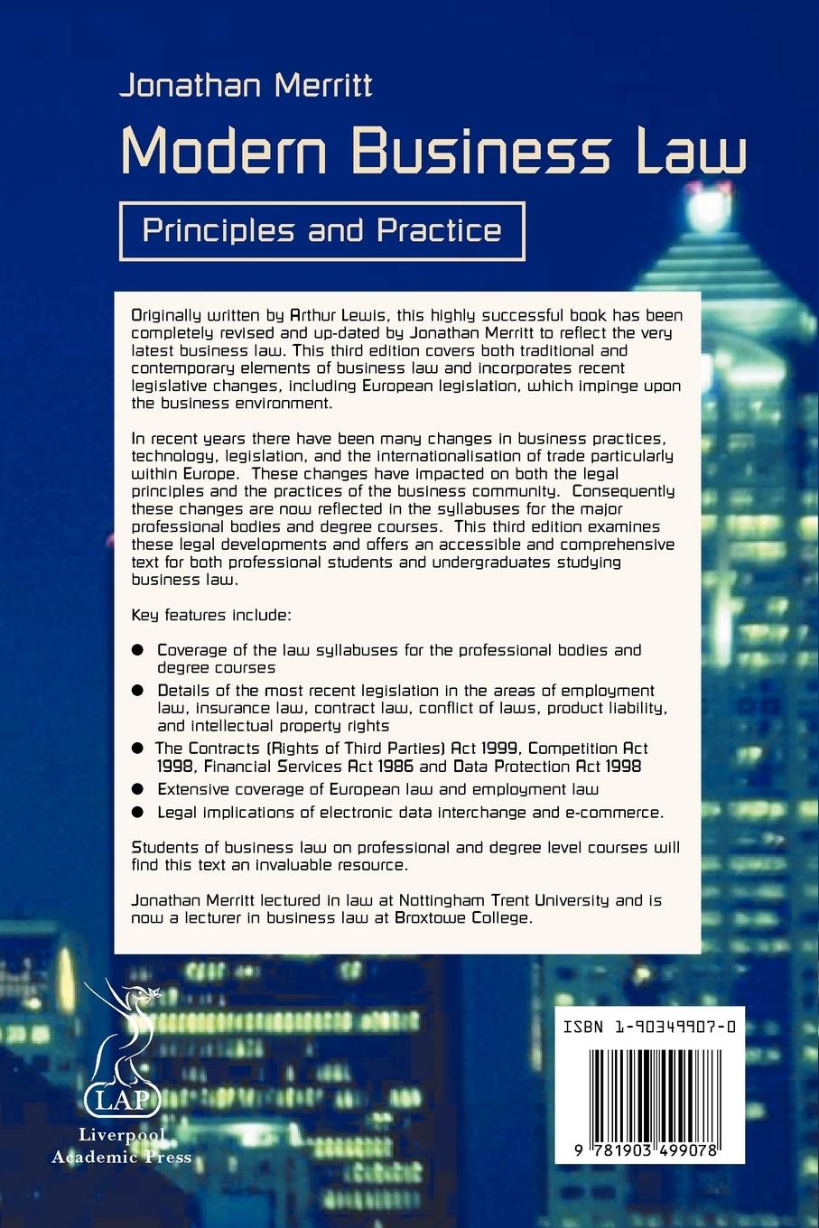 Rückseitencover Modern Business Law