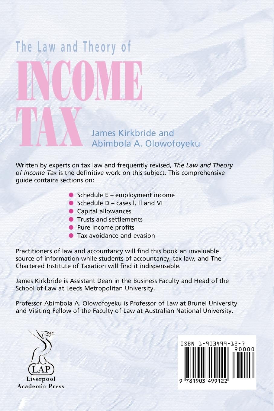 Rückseitencover Law and Theory of Income Tax, The
