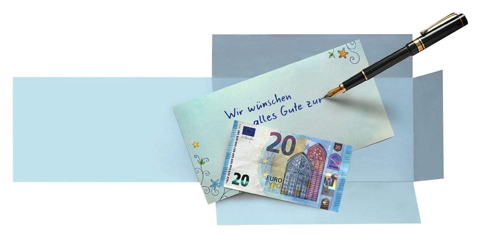 Beispielinhalt (Bild) Der Wunschfisch. Alle guten Wünsche zur Erstkommunion - Kuvert für ein Geld- und Gutscheingeschenk