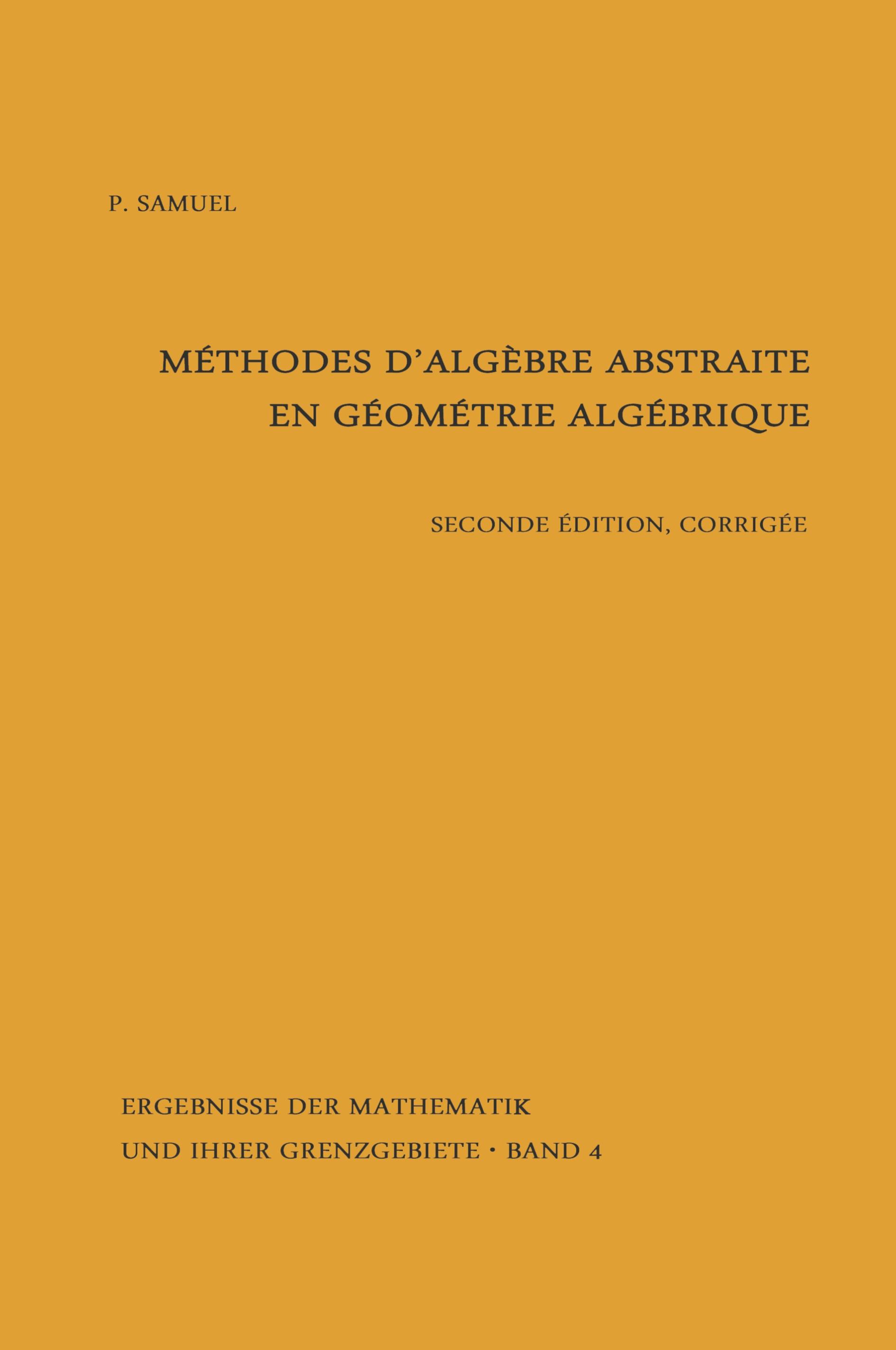 Vorderes Coverbild Methodes d'algebre abstraite en geometrie algebrique