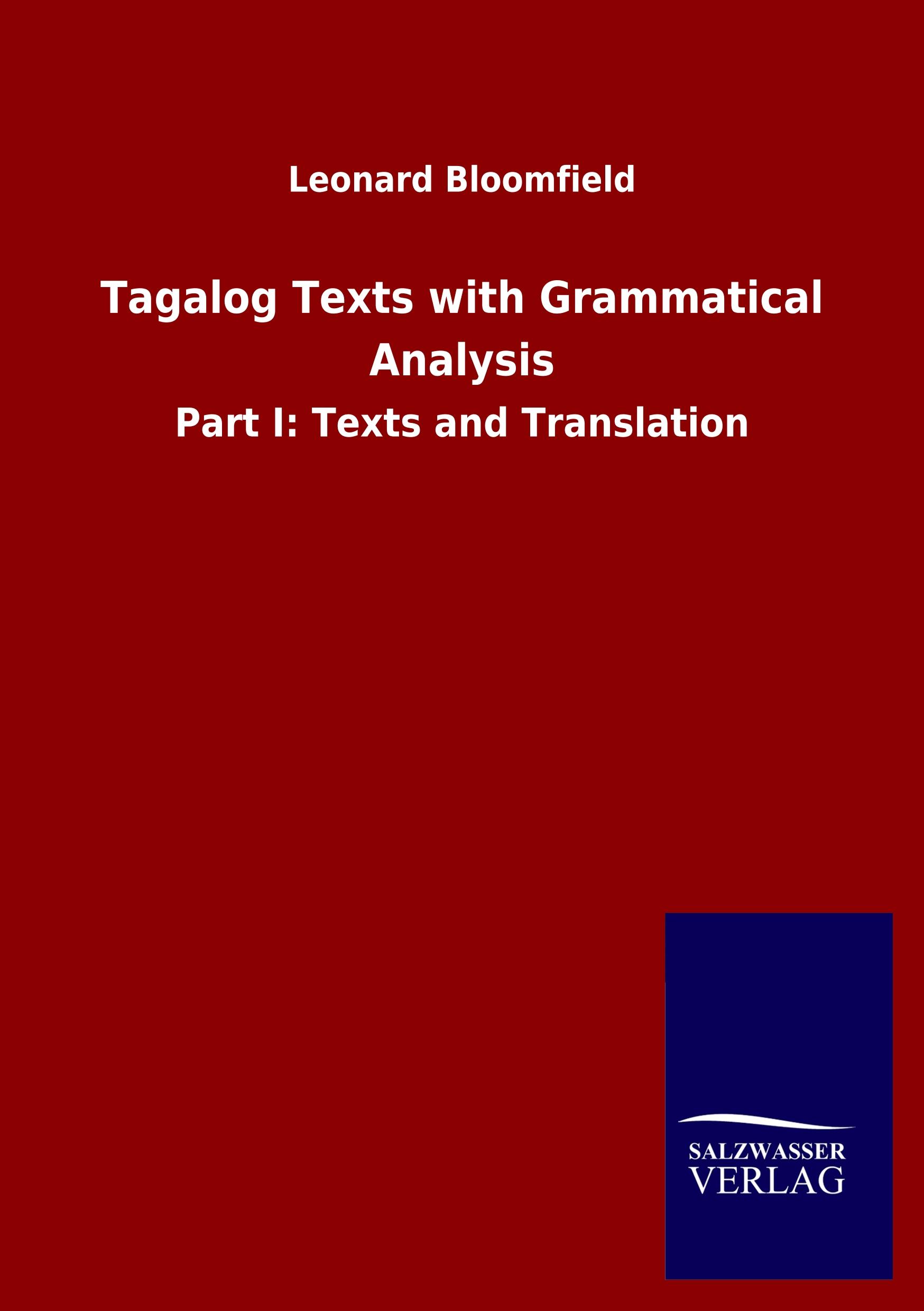 Vorderes Coverbild Tagalog Texts with Grammatical Analysis