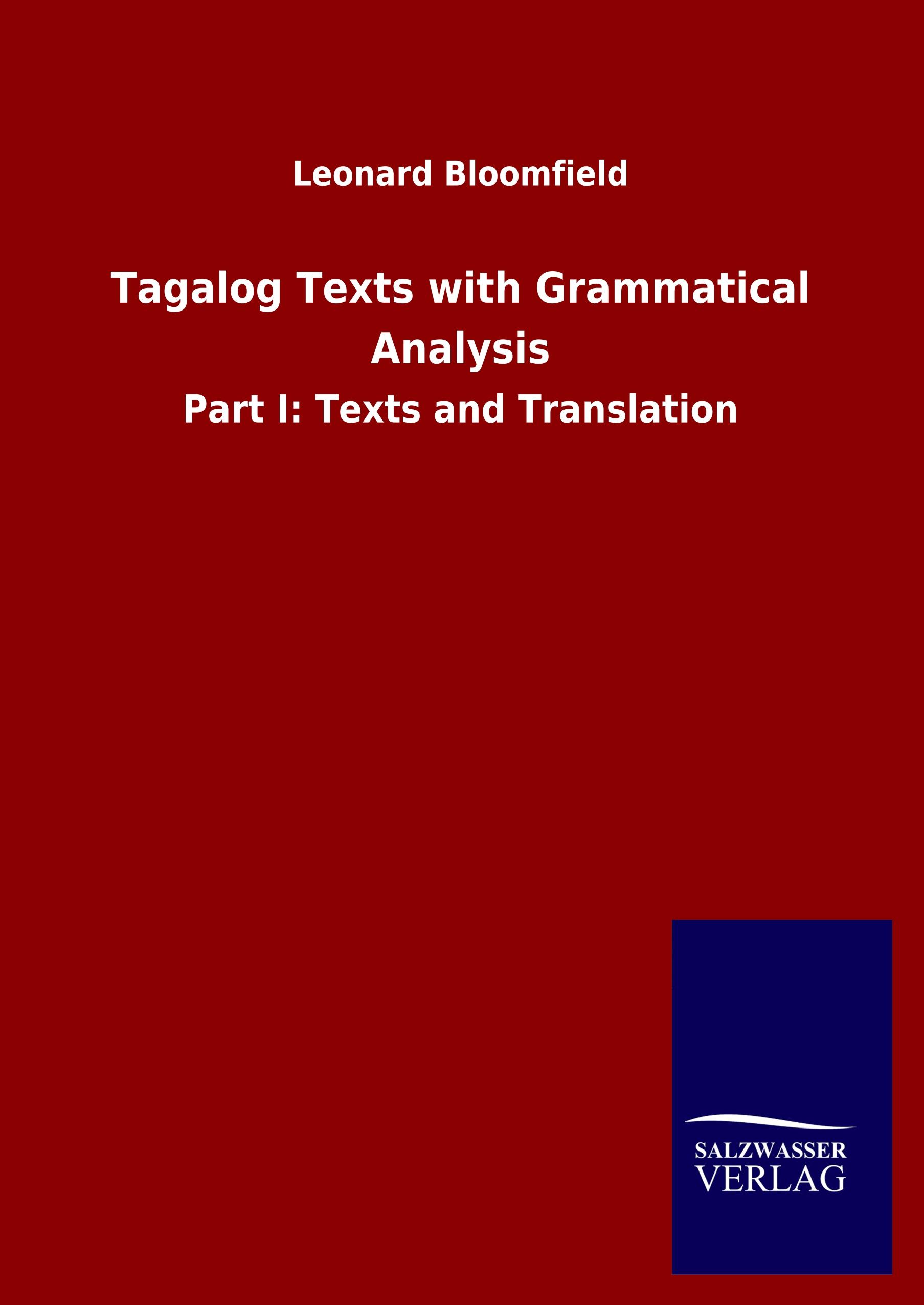 Vorderes Coverbild Tagalog Texts with Grammatical Analysis