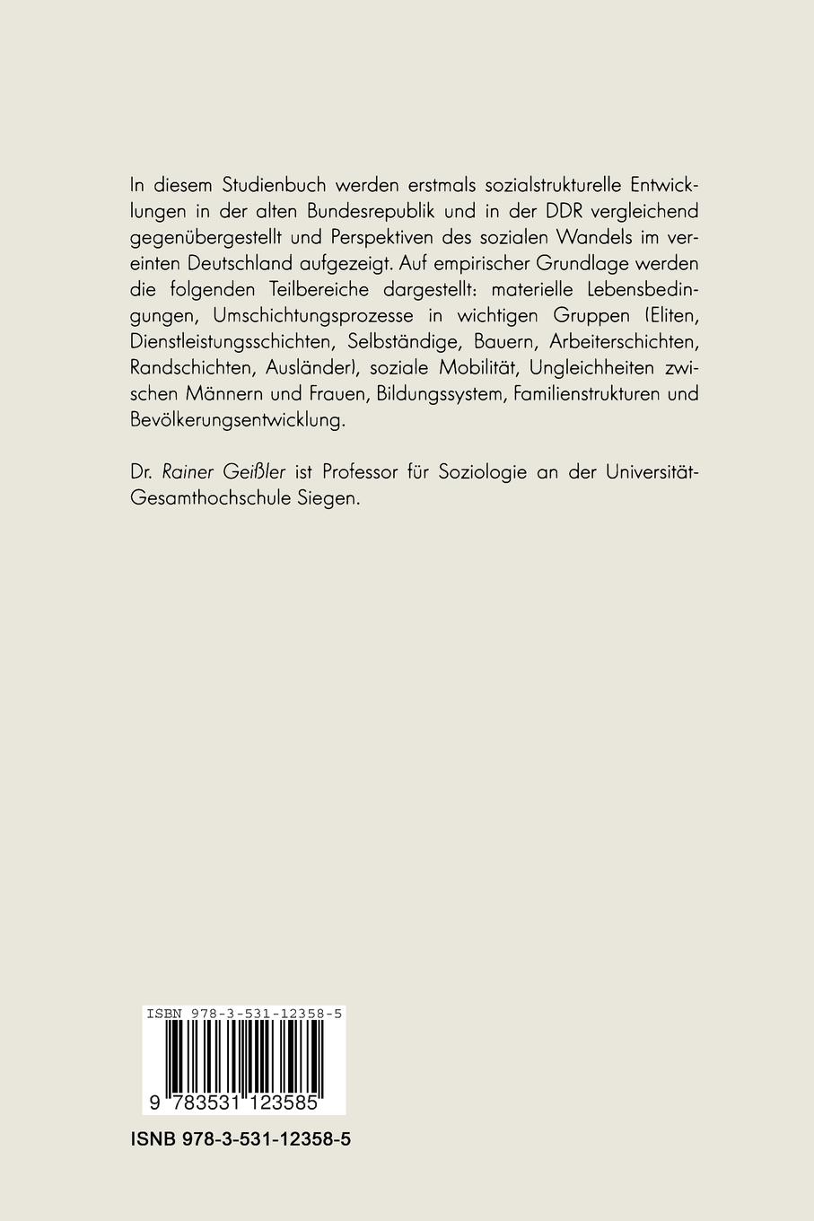 Rückseitencover Die Sozialstruktur Deutschlands