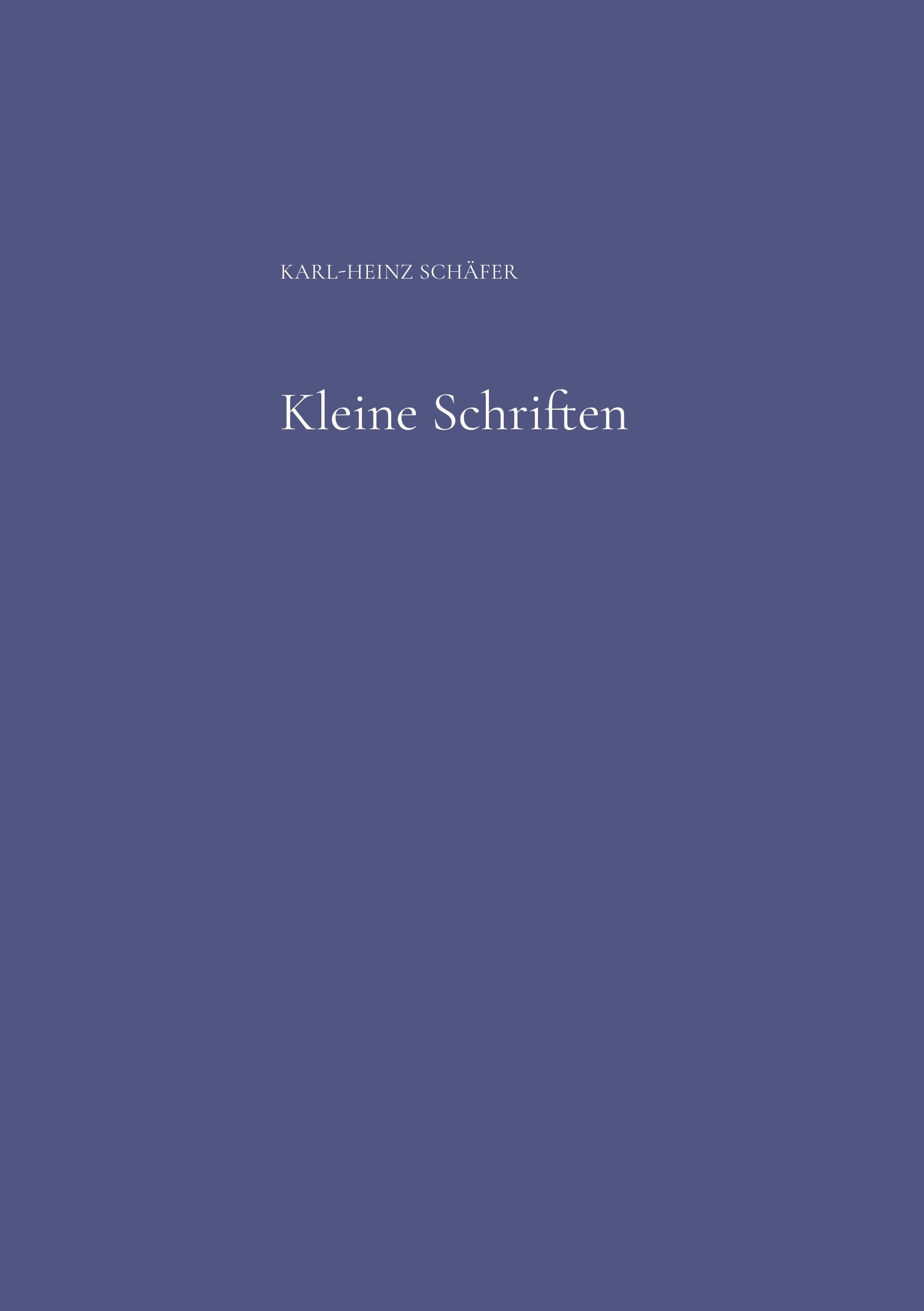 Vorderes Coverbild Kleine Schriften