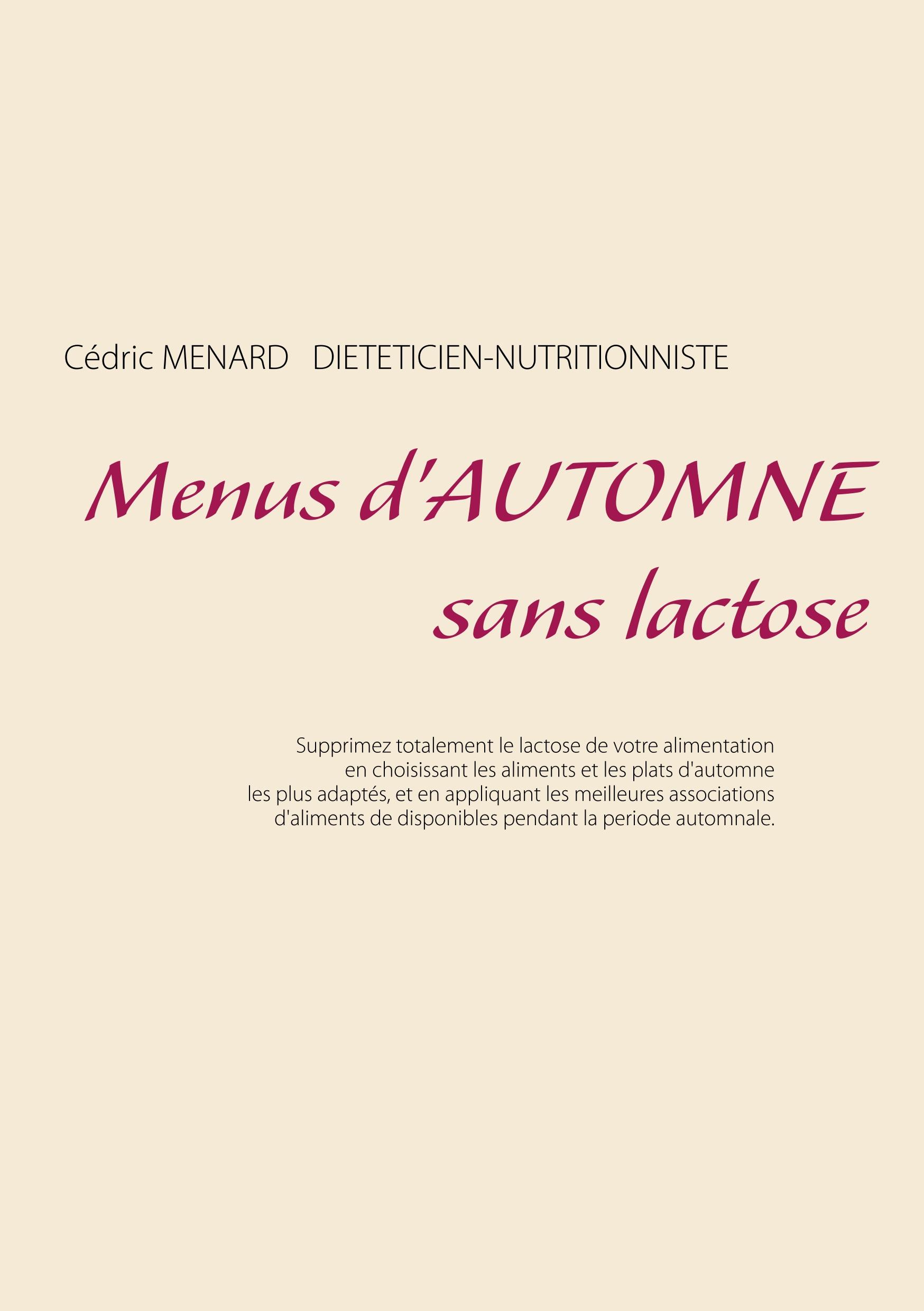 Vorderes Coverbild Menus d'automne sans lactose