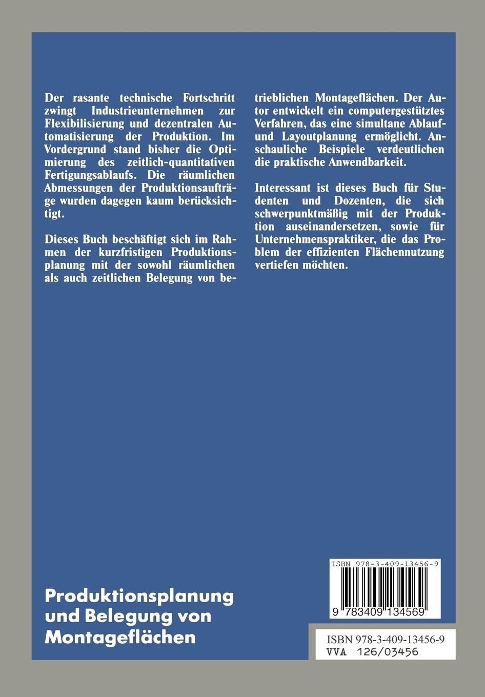 Rückseitencover Produktionsplanung und Belegung von Montageflächen