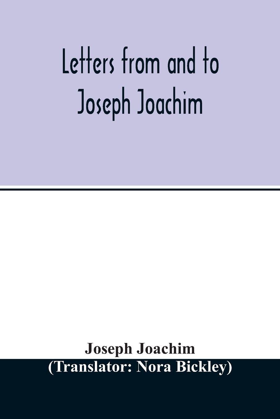 Vorderes Coverbild Letters from and to Joseph Joachim