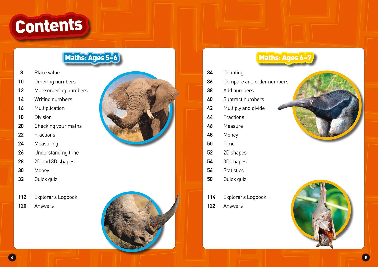 Beispielinhalt (Bild) Awesome Maths and English Age 5-7