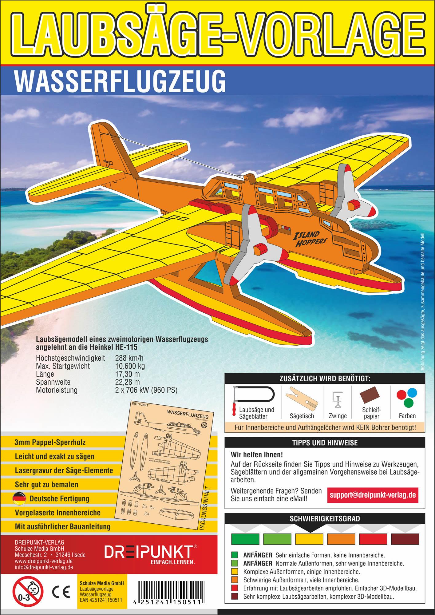 Vorderes Coverbild Laubsägevorlage Wasserflugzeug