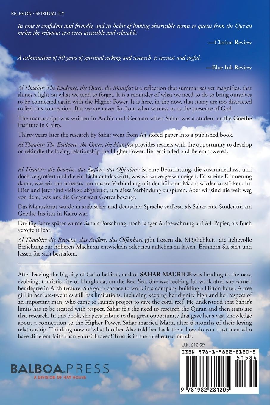 Rückseitencover Al Thaahir; The Evidence, The Outer, The Manifest. Material Evidence For God's Presence. Al Thaahir; Die Beweise, Das Außere, Das Offbenbare
