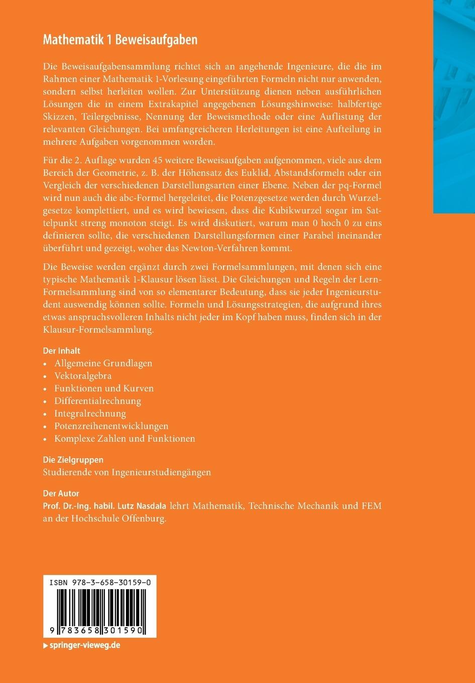 Rückseitencover Mathematik 1 Beweisaufgaben