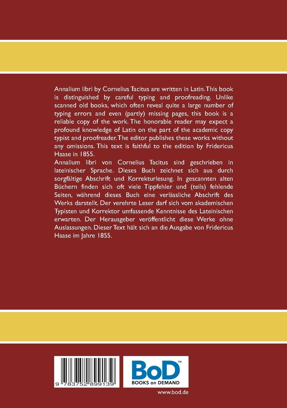 Rückseitencover Cornelii Taciti Annalium