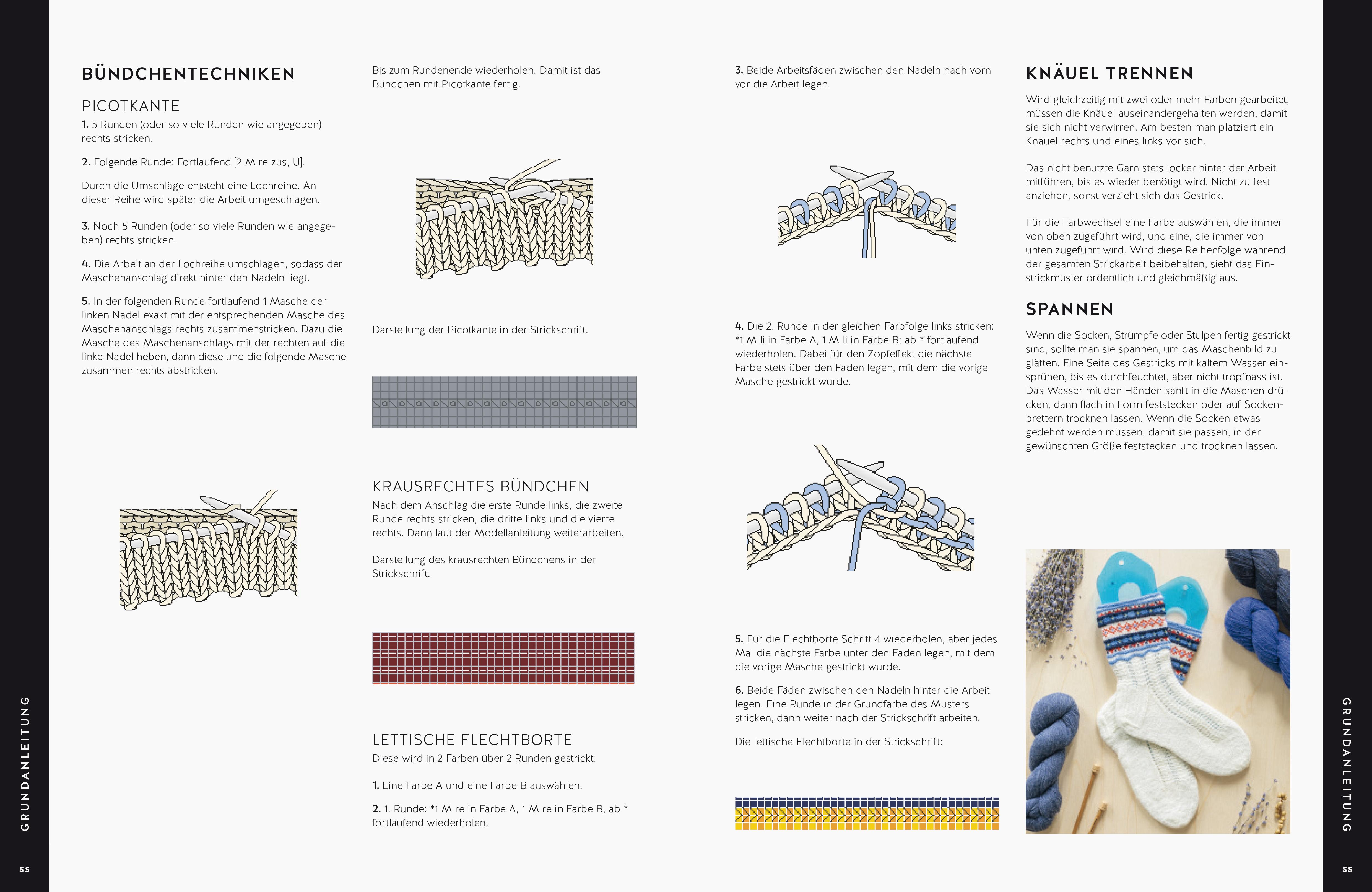 Beispielinhalt (Bild) Lettisch stricken: Socken. 50 Strickmuster für Kniestrümpfe, Socken und Stulpen.