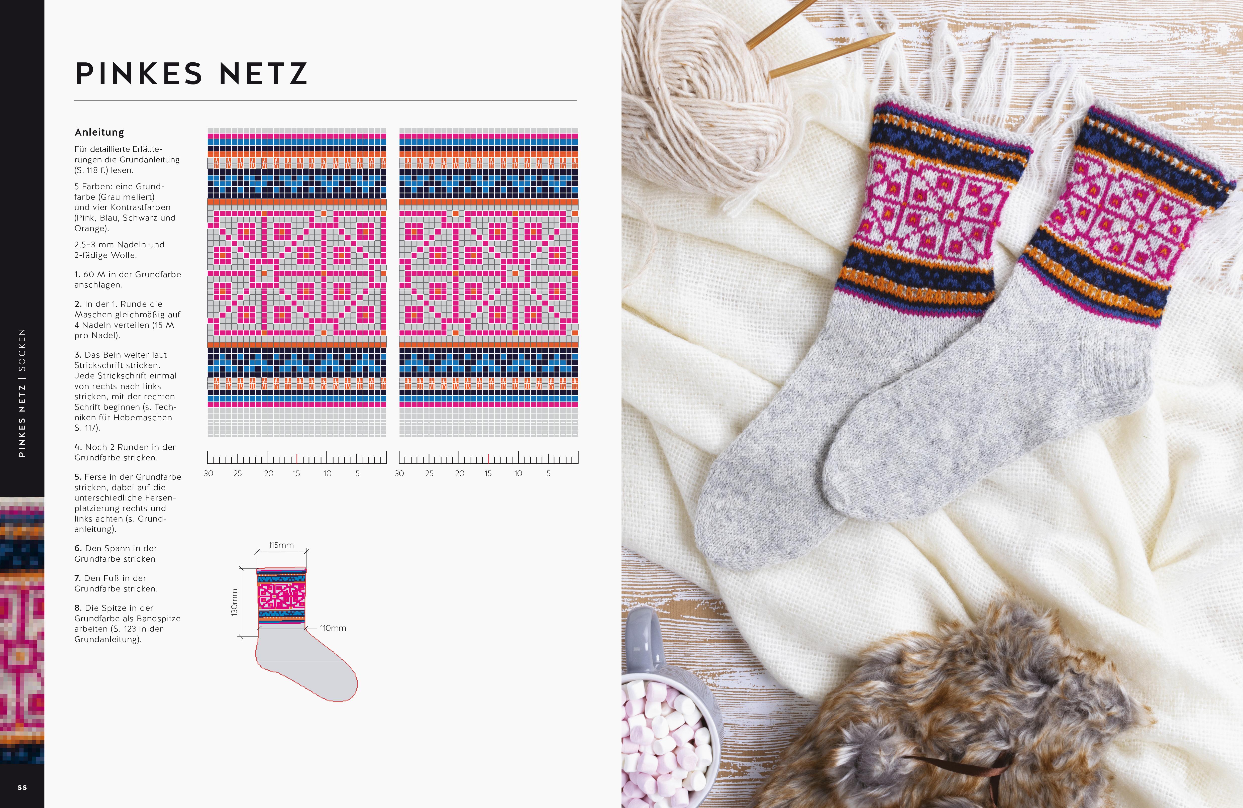 Beispielinhalt (Bild) Lettisch stricken: Socken. 50 Strickmuster für Kniestrümpfe, Socken und Stulpen.