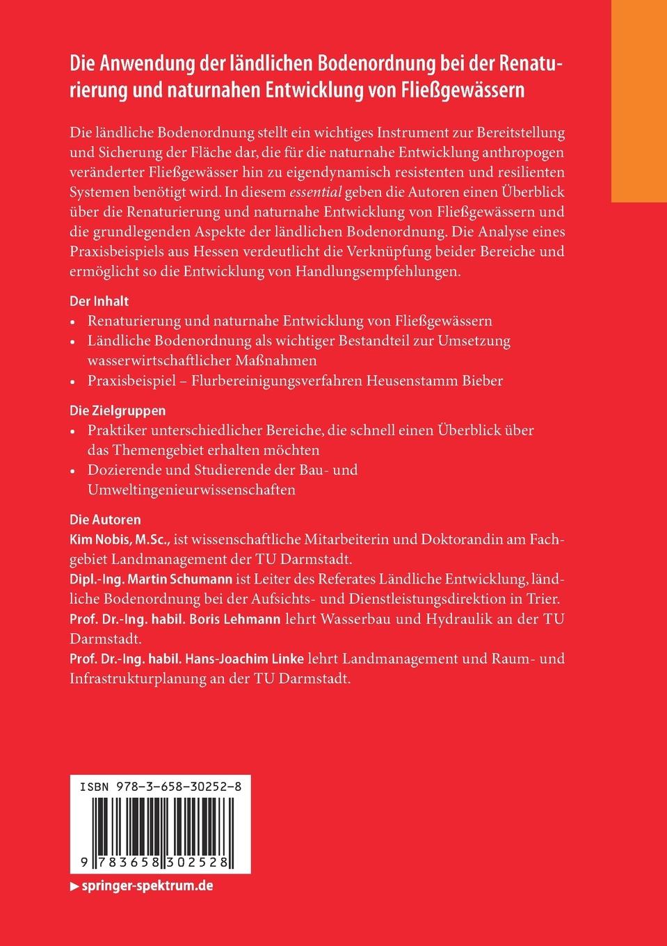 Rückseitencover Die Anwendung der ländlichen Bodenordnung bei der Renaturierung und naturnahen Entwicklung von Fließgewässern