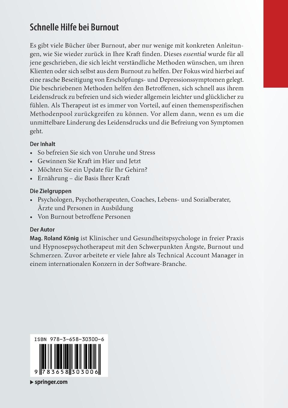 Rückseitencover Schnelle Hilfe bei Burnout