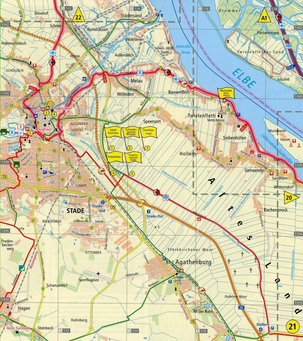 Beispielinhalt (Bild) Radwanderkarte Elberadweg 03. Wittenberge - Cuxhaven/Brunsbüttel 1 : 50 000