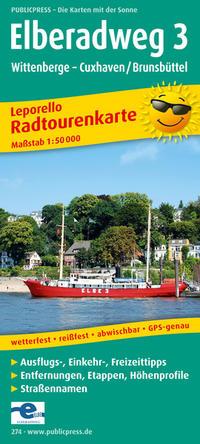 Vorderes Coverbild Radwanderkarte Elberadweg 03. Wittenberge - Cuxhaven/Brunsbüttel 1 : 50 000