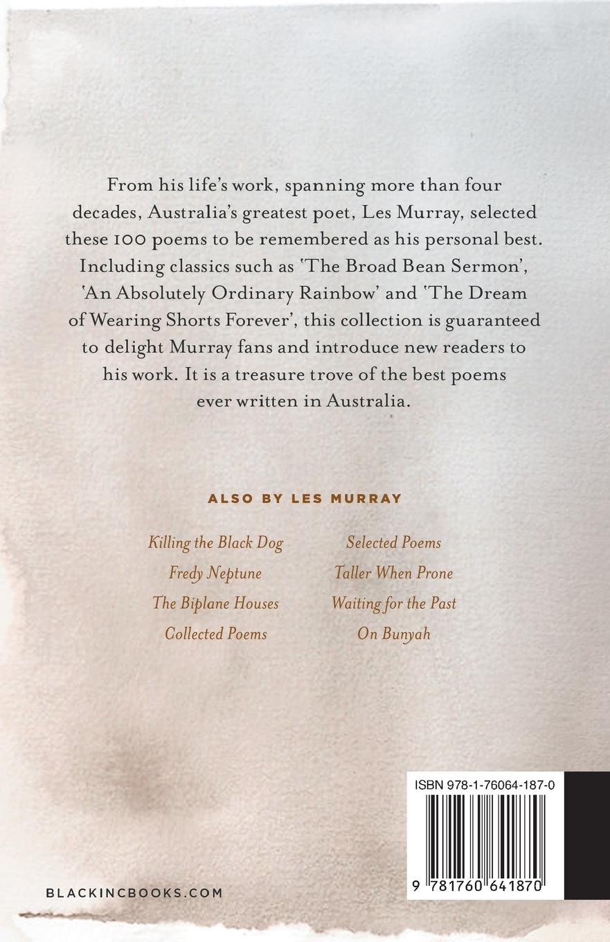 Rückseitencover The Best 100 Poems of Les Murray