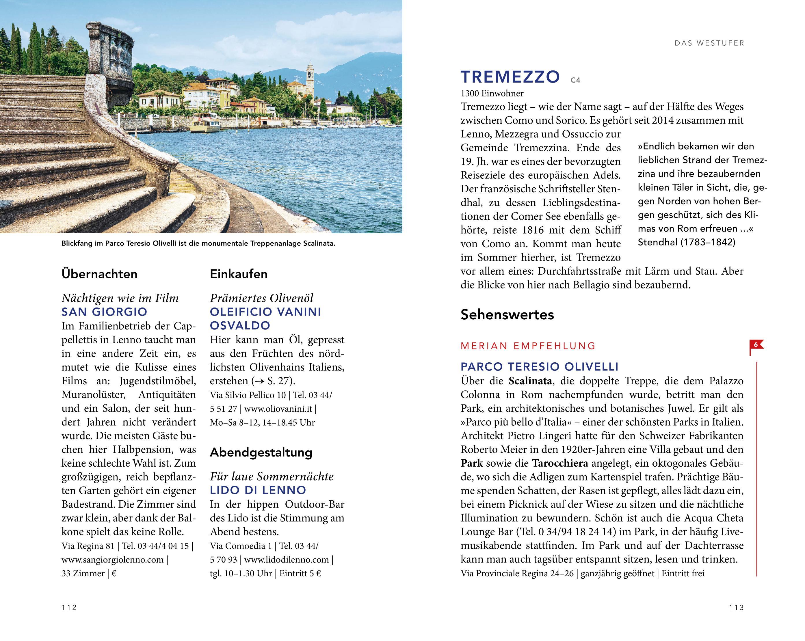 Beispielinhalt (Bild) MERIAN Reiseführer Comer See