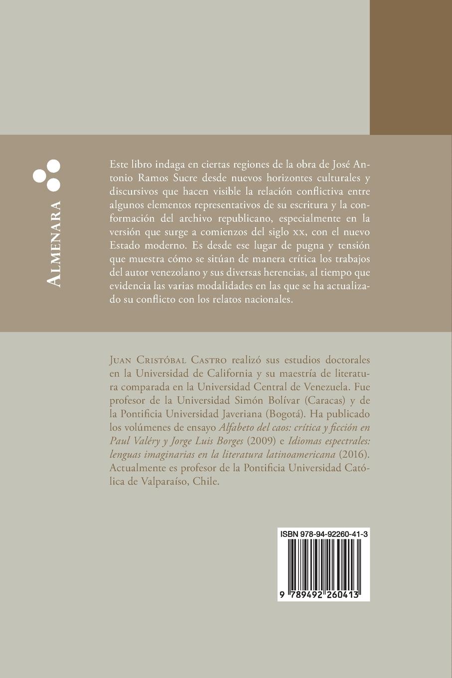 Rückseitencover El sacrificio de la página. José Antonio Ramos Sucre y el arkhé republicano
