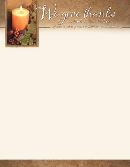 Vorderes Coverbild Letterhead - Thanksgiving - We Give Thanks to God and the Father of Our Lord Jesus Christ. Col 1:3