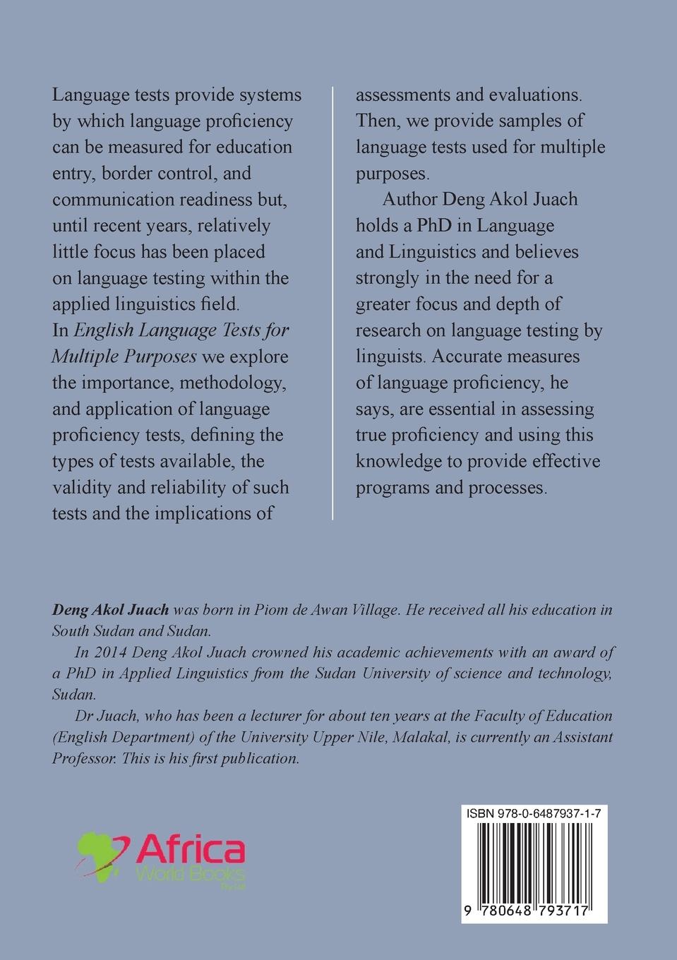 Rückseitencover Applied Linguistics English Language Tests for Multiple Purposes