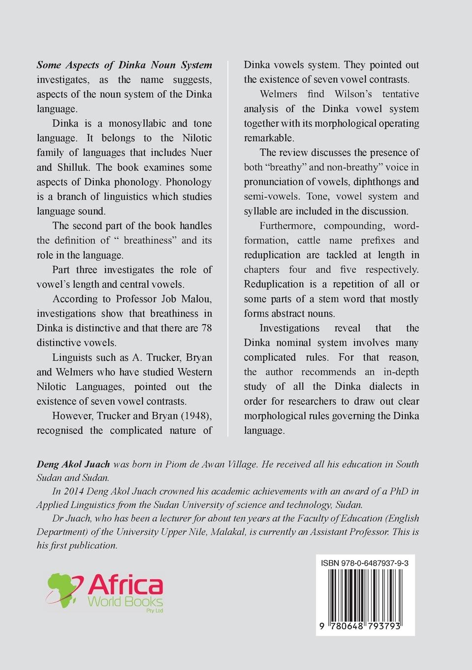 Rückseitencover Some Aspects of Dinka Noun System