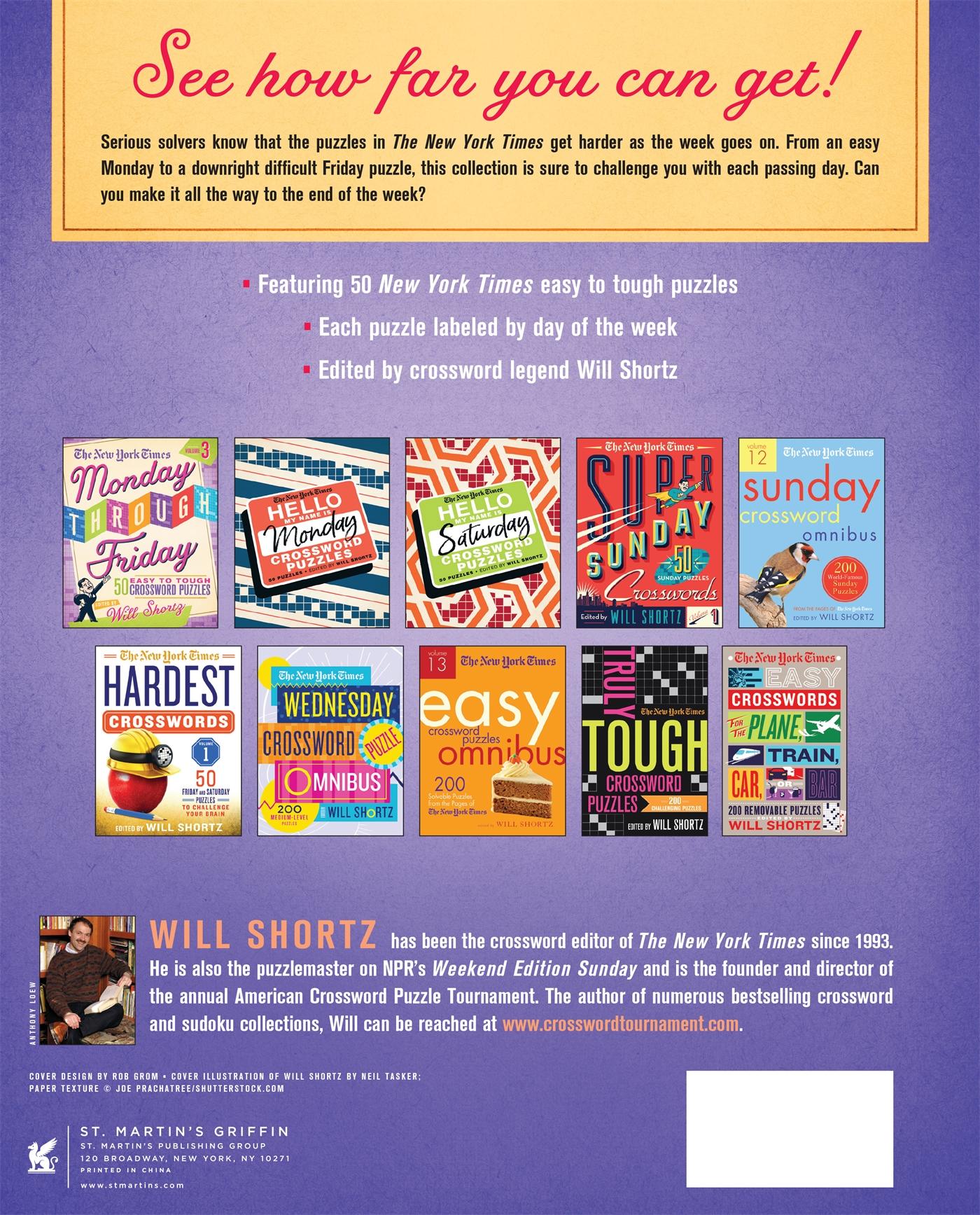 Rückseitencover The New York Times Monday Through Friday Easy to Tough Crossword Puzzles Volume 6