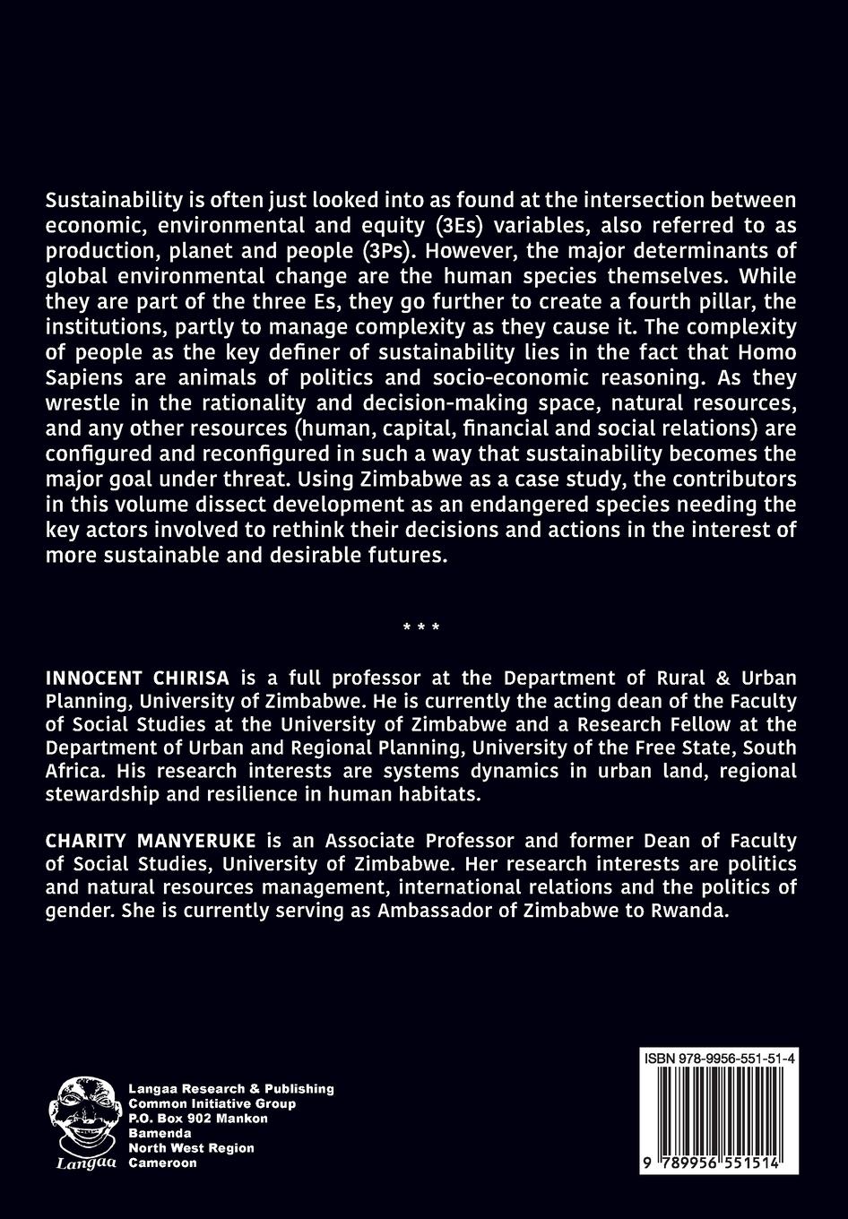 Rückseitencover Sustainability in the Political and Socio-Economic Spheres of Development in Zimbabwe