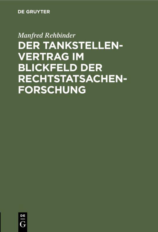 Vorderes Coverbild Der Tankstellenvertrag im Blickfeld der Rechtstatsachenforschung