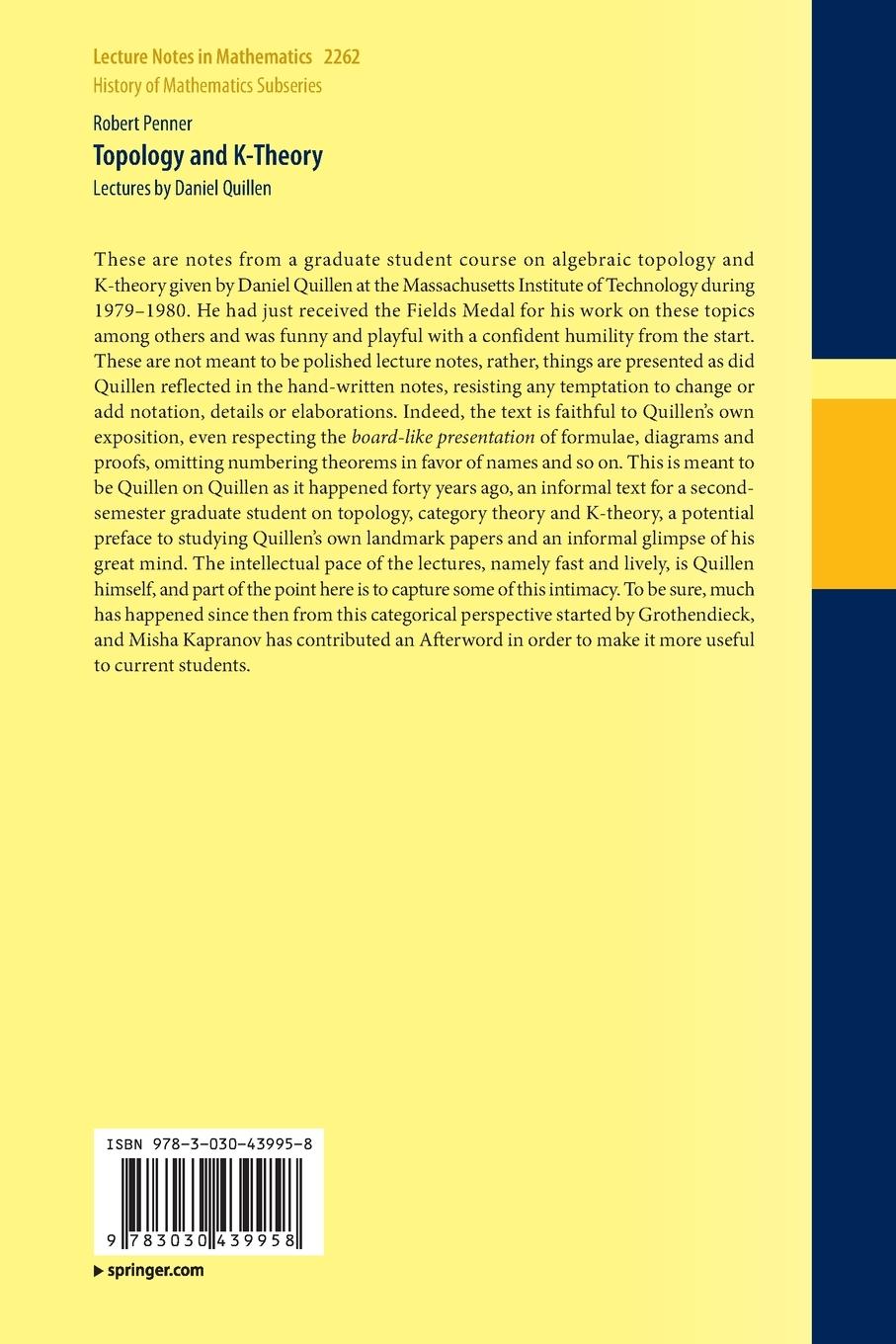 Rückseitencover Topology and K-Theory