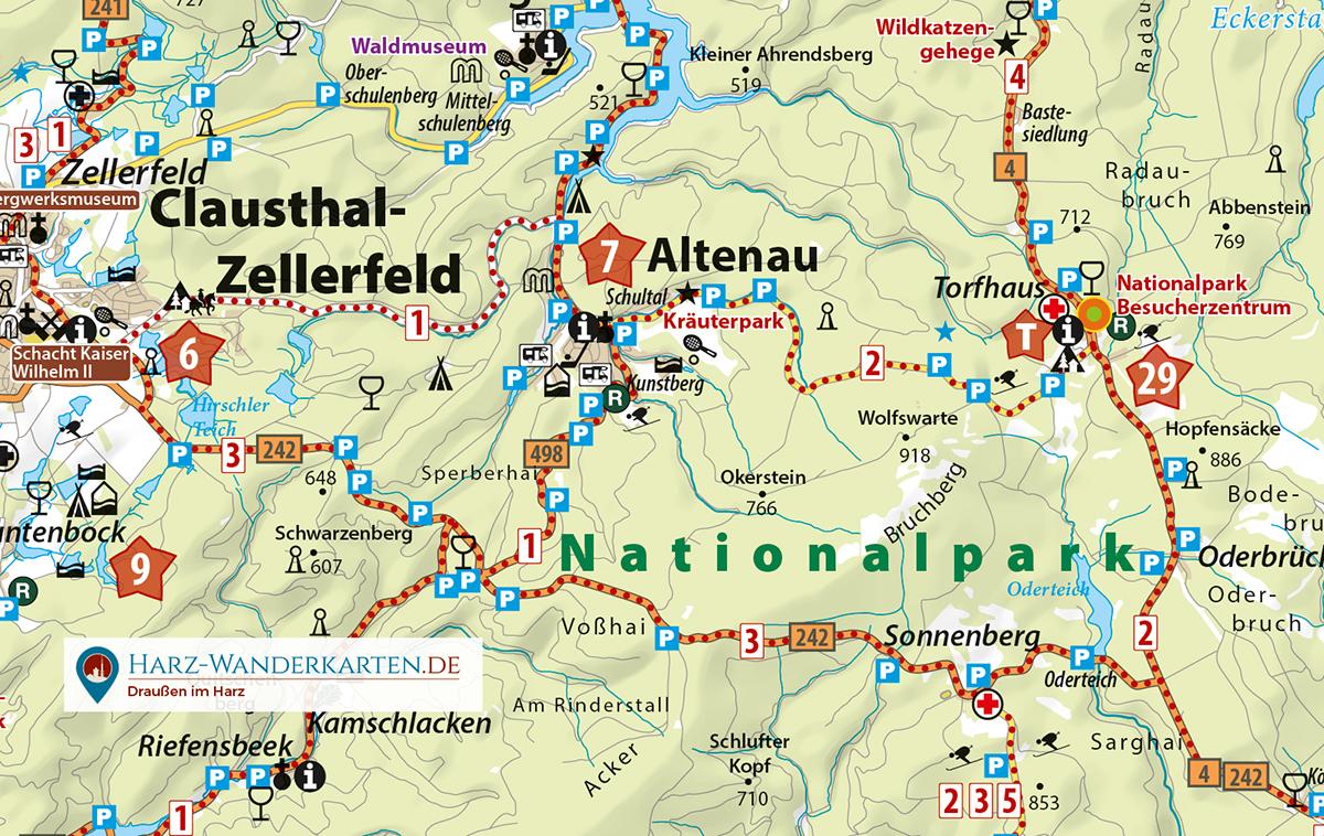 Beispielinhalt (Bild) Luchskarte Harz  Auto & Motorrad 1 : 125 000