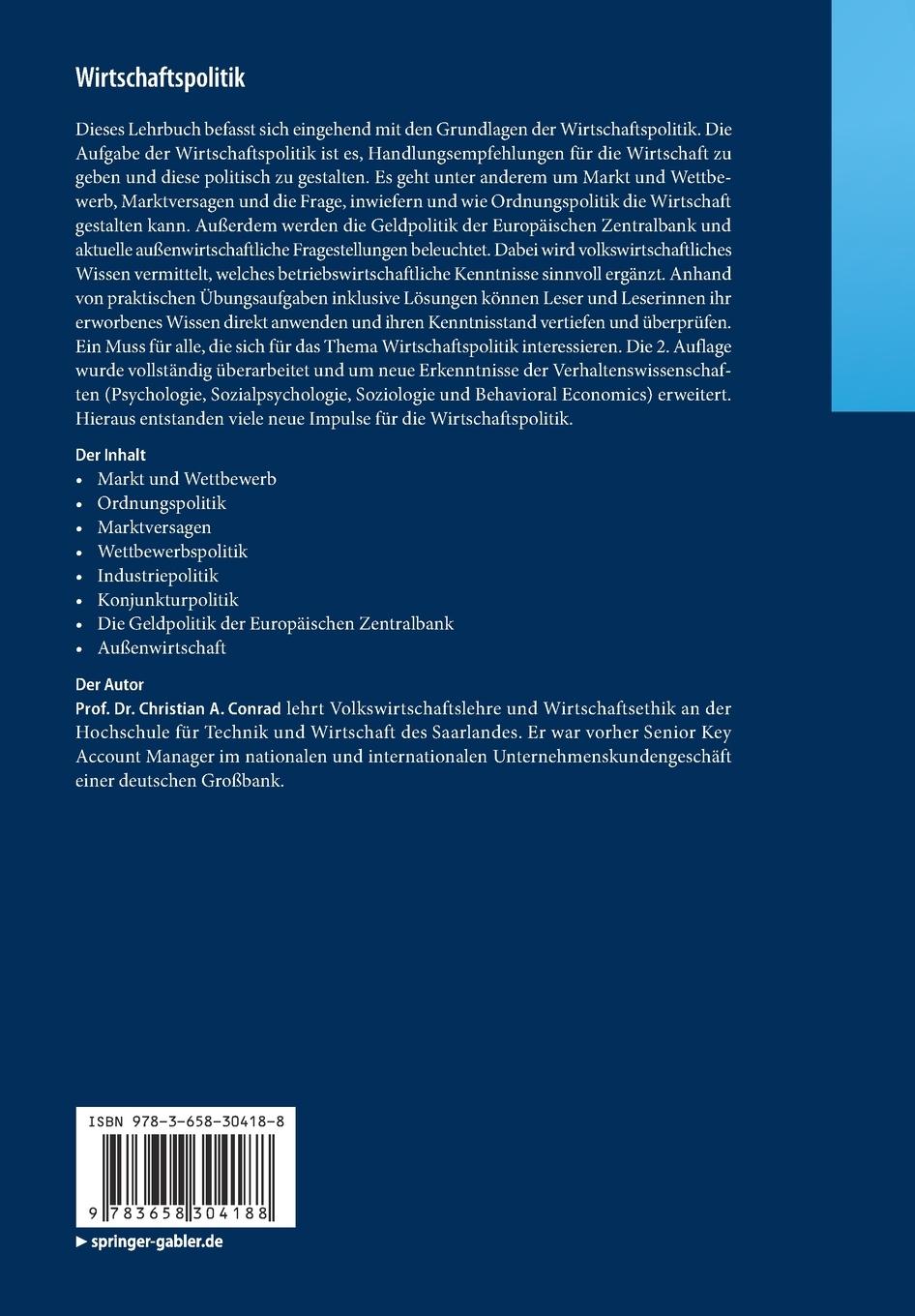 Rückseitencover Wirtschaftspolitik