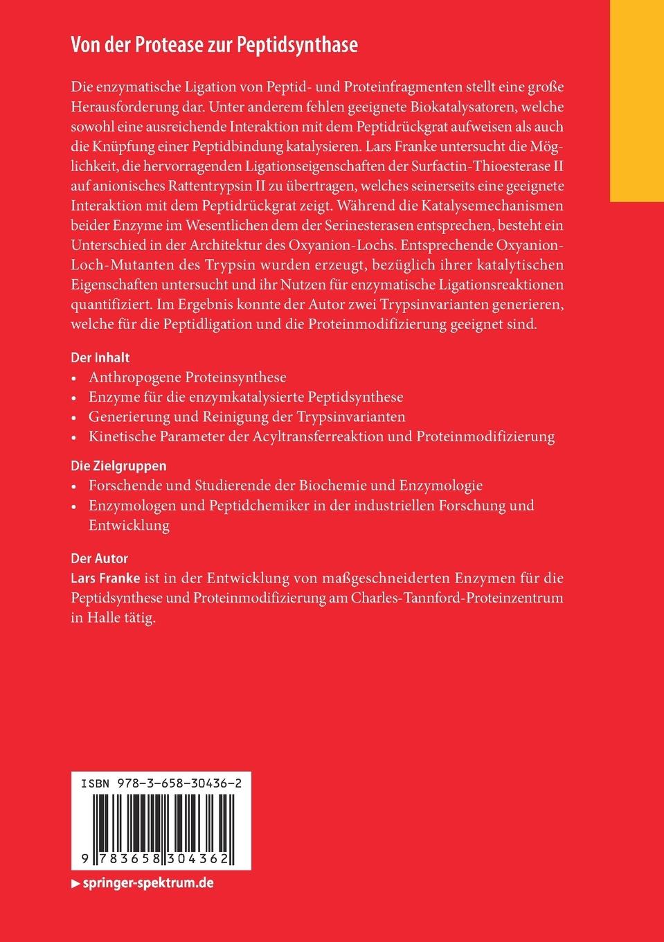 Rückseitencover Von der Protease zur Peptidsynthase