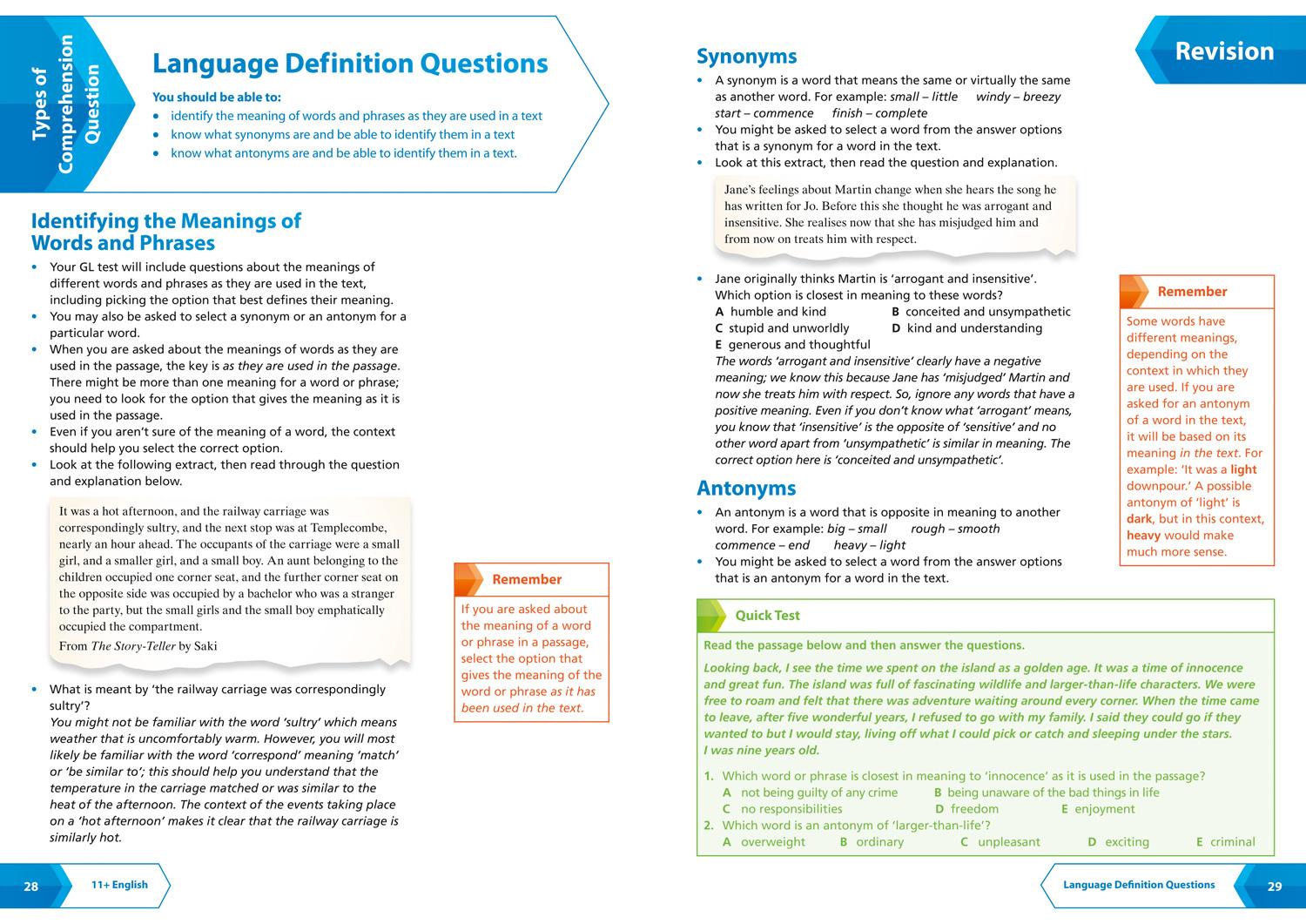 Beispielinhalt (Bild) 11+ English Complete Revision, Practice & Assessment for GL