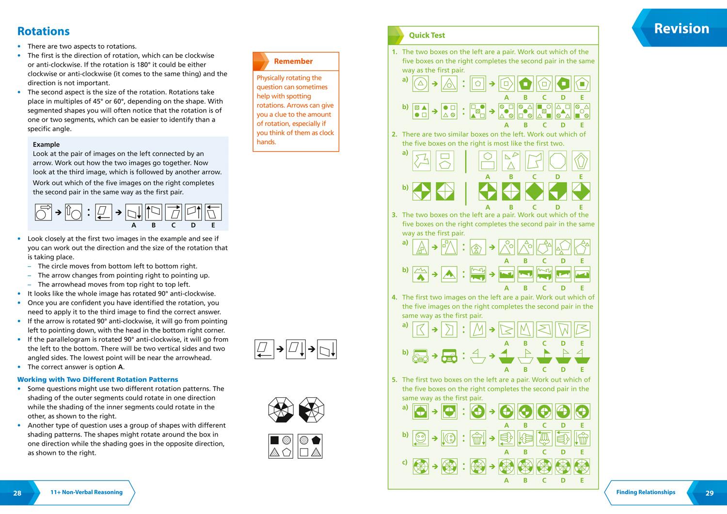 Beispielinhalt (Bild) 11+ Non-Verbal Reasoning Complete Revision, Practice & Assessment for GL