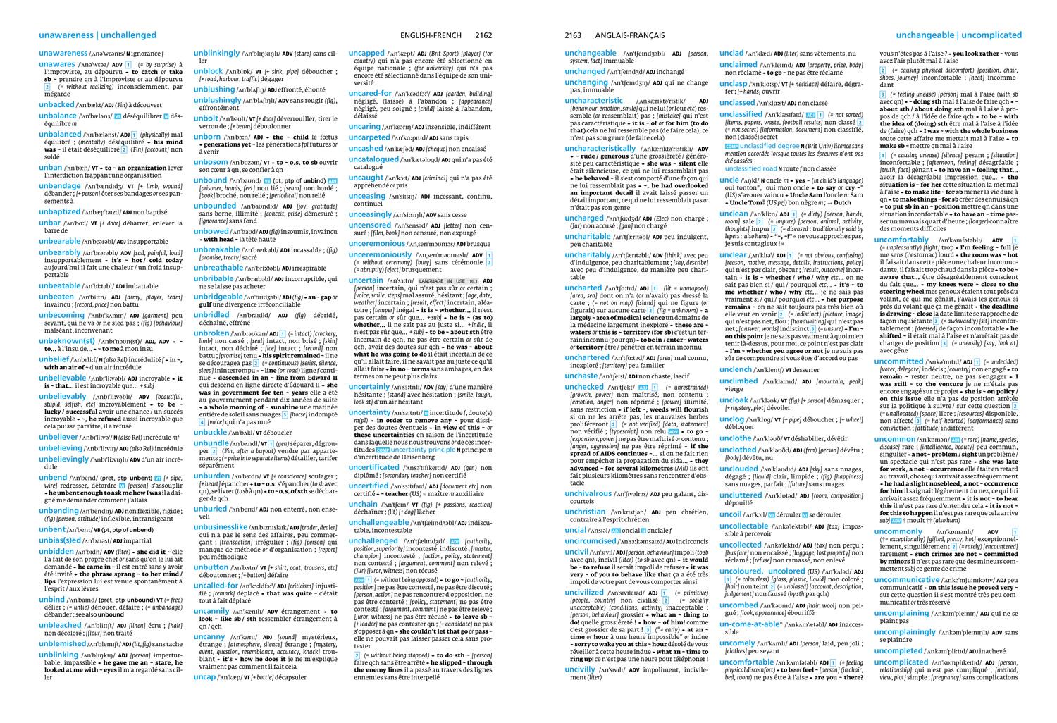 Beispielinhalt (Bild) Collins Complete and Unabridged - Robert French Dictionary