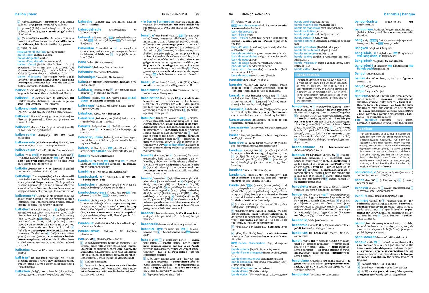 Beispielinhalt (Bild) Collins Complete and Unabridged - Robert French Dictionary