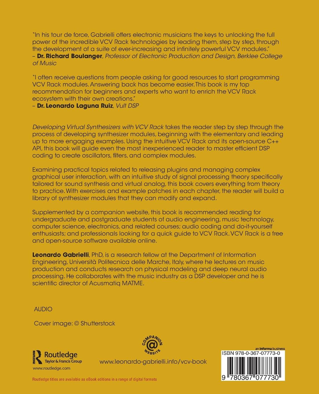 Rückseitencover Developing Virtual Synthesizers with VCV Rack