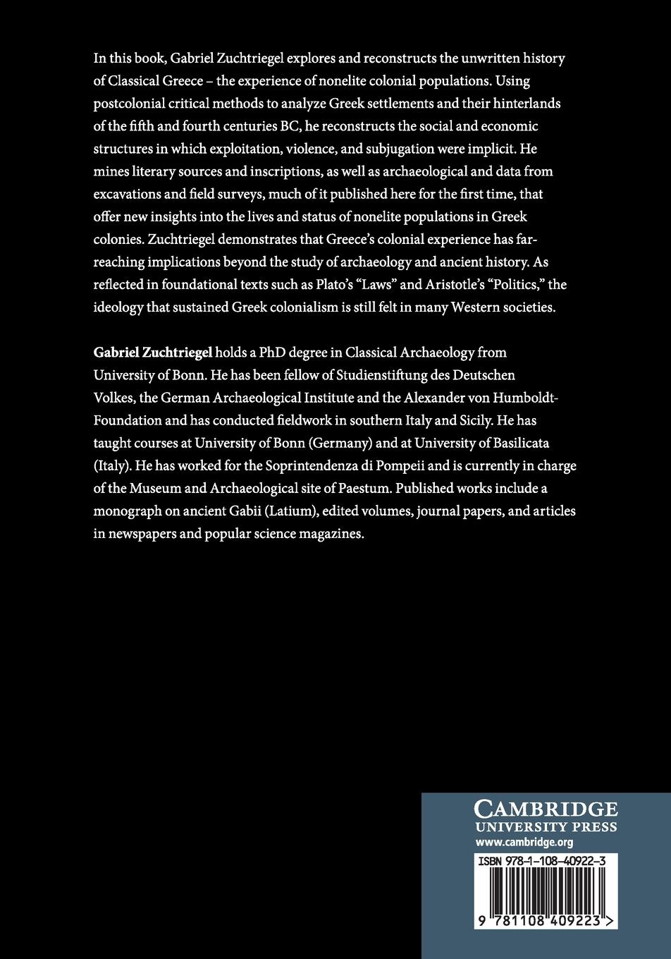 Rückseitencover Colonization and Subalternity in Classical Greece