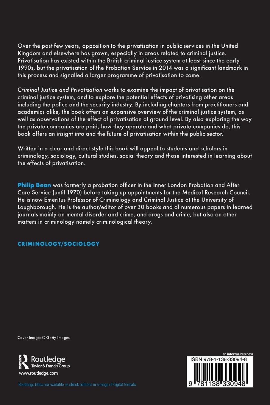 Rückseitencover Criminal Justice and Privatisation