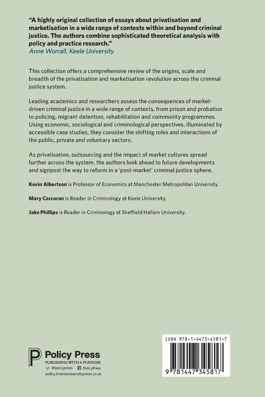 Rückseitencover Marketisation and Privatisation in Criminal Justice