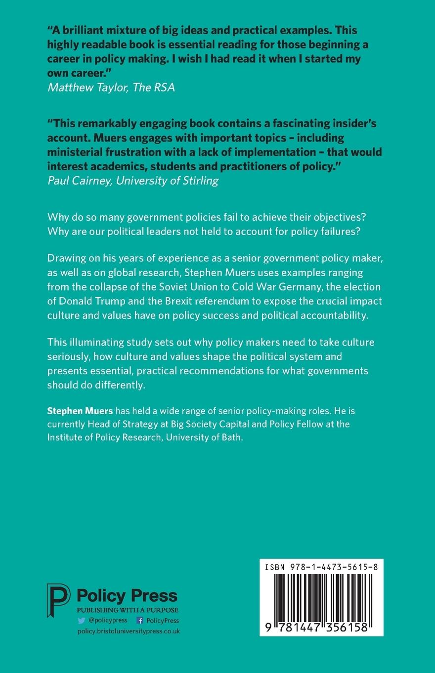 Rückseitencover Culture and Values at the Heart of Policy Making