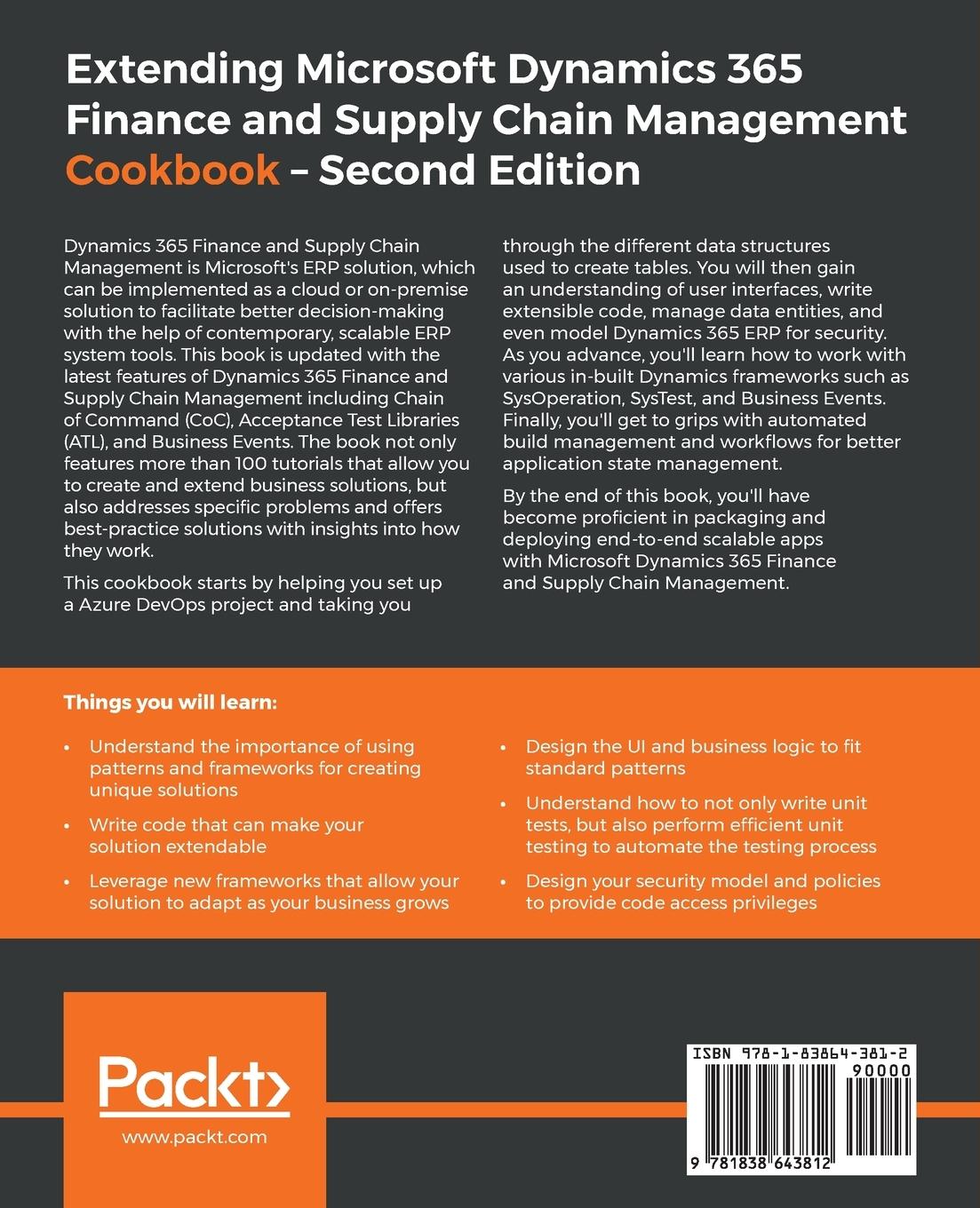 Rückseitencover Extending Microsoft Dynamics 365 Finance and Supply Chain Management Cookbook, Second Edition