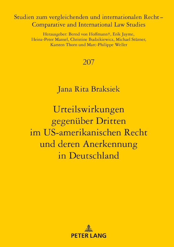 Vorderes Coverbild Urteilswirkungen gegenüber Dritten im US-amerikanischen Recht und deren Anerkennung in Deutschland